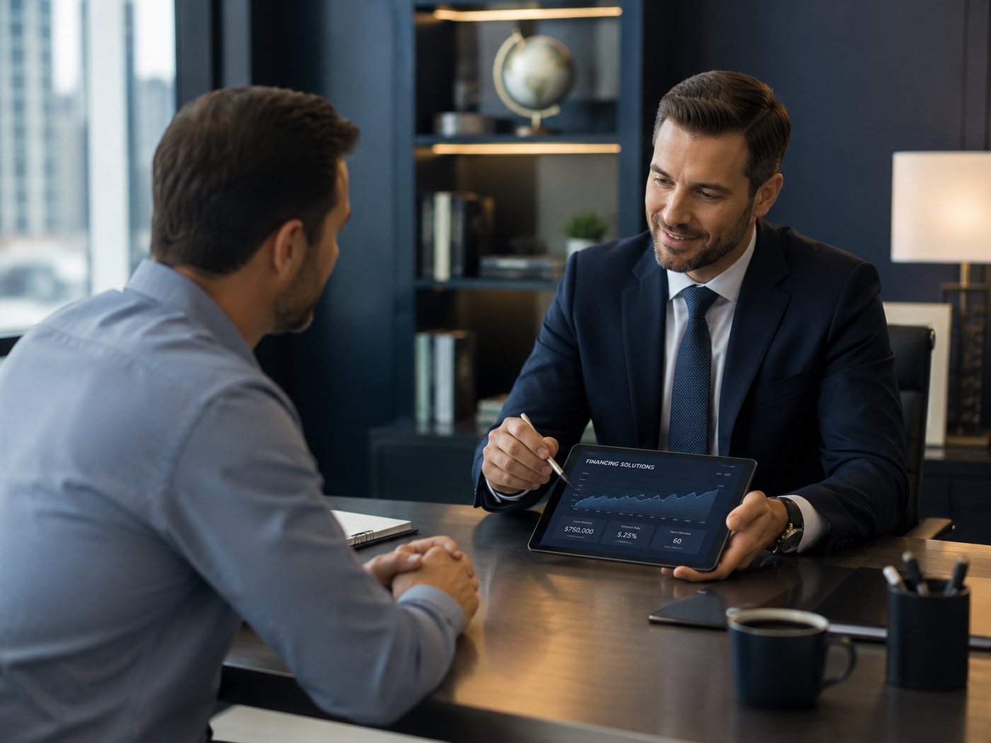 An advisor reviewing financing options with a client